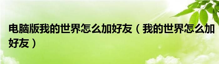 我的世界手机版如何与我的世界电脑网易版加好友 电脑版我的世界怎么加好友我的世界怎么加好友